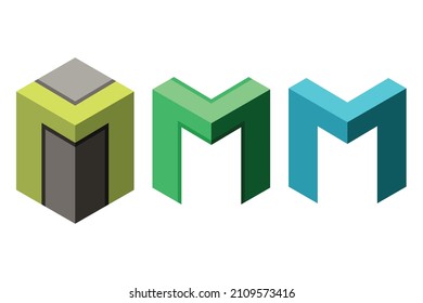 Plantilla de símbolo de icono del vector de diseño del logotipo M. Diseño del logotipo M. Logo de la carta. Logotipo del cubo
