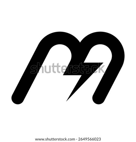 letter m power logo, unique illustration design