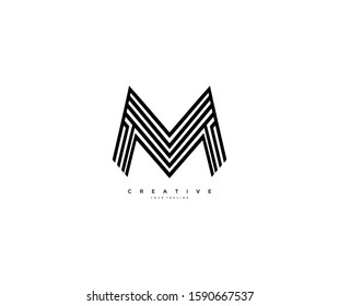letter M professional shape linear art monogram logotype