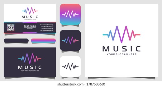 Letter M with pulse. music player element. logo template electronic music, equalizer, store, DJ music, nightclub, disco. audio wave logo concept, multimedia technology themed, abstract shape.