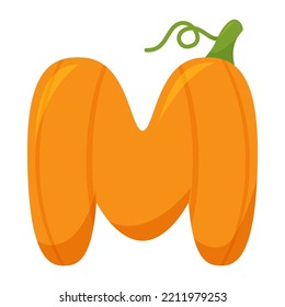 Letter M Pumpkin, vector illustration