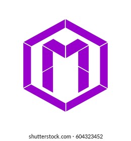 letter M purple color logo vector