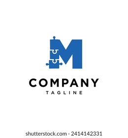 Letter M puzzle logo icon vector template.eps