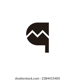 Letter M in q geometric symbol simple logo vector