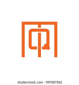 letter M and Q monogram square shape logo orange