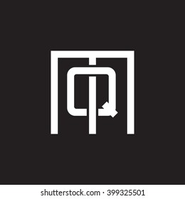 letter M and Q monogram square shape logo white black background