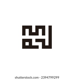 Letter m ,Q and N square geometric symbol simple logo vector