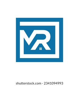 letter m r and house logo design