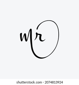 Letter M R Initial handwriting logo vector template.