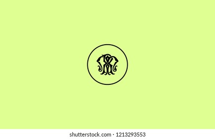 LETTER M AND R SIGNATURE LOGO WITH CIRCLE FRAME FOR LOGO DESIGN OR ILLUSTRATION USE