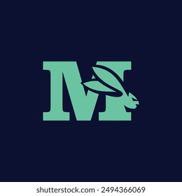 Letter M Rabbit logo icon vector 