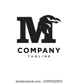 Letter M Raven logo icon vector