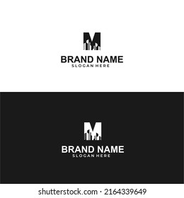 Letter M Real Estate Logo. Construction Architecture Building Logo Design Template Element