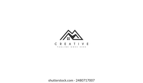 Letter M real estate logo design vector illustration.