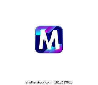 Letter M in rectangle Logo Design flat Letter develop app technology