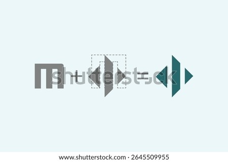 Letter M rectangle logo design vector template.