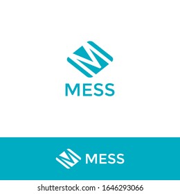 letter m in rectangle shape with negative space - logo icon design template