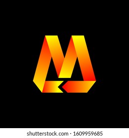 Letter M recycle ribbon vector logo
