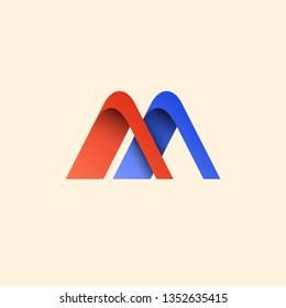 letter M with red and blue color icon logo