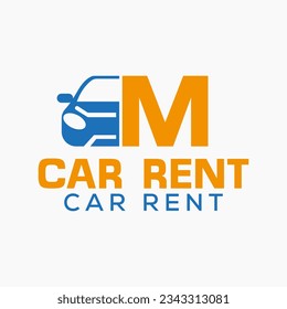 Letter M Rent Car Logo Design Template. Automotive Car Logo Symbol