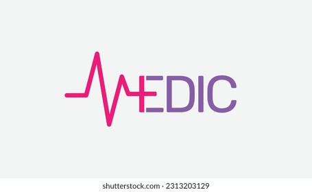 letra m representada como pulso o latido cardíaco con vector incorporado de signo más médico