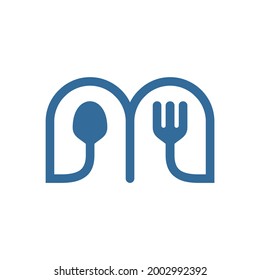 letra M logotipo de restaurante icono concepto plano diseño vectorial