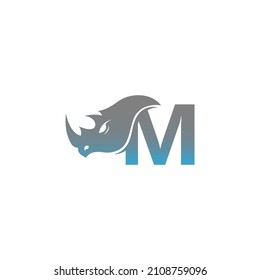 Letter M with rhino head icon logo template vector