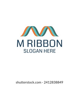 Letter M ribbon logo vector. Simple and modern. Suitable for any business, especially related to logos.