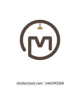Letter M with ring inside and chandelier vector logo design