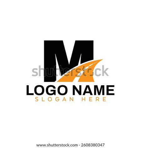 Letter M with road icon vector design