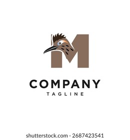 Letter M Roadrunner Bird Logo Icon Vector
