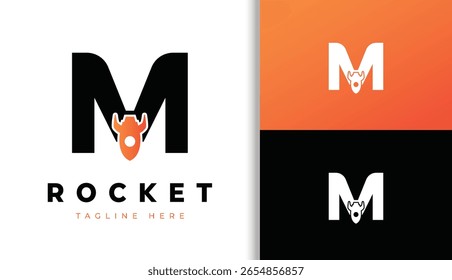 Letra M con el logotipo del cohete