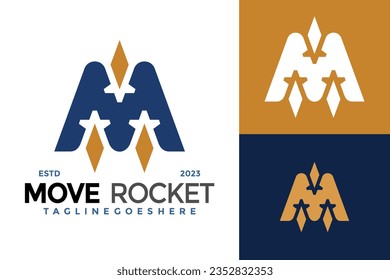 Letter M Rocket logo design vector symbol icon illustration