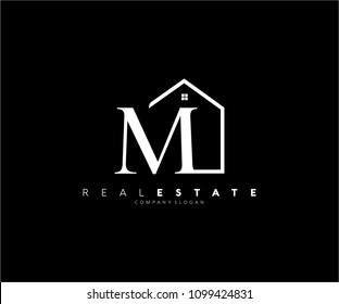 Letter M Roof House Logo Design Template