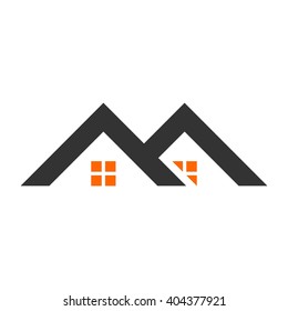letter M and roof logo vector.