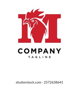 Letter M Rooster Logo Icon Vector