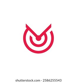 letter m round motion line geometric logo vector 