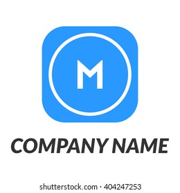 letter m rounded square shape icon logo blue