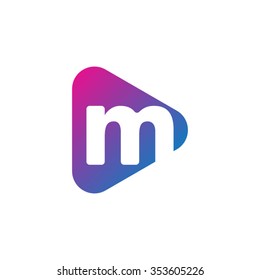 letter m rounded triangle shape icon logo purple blue