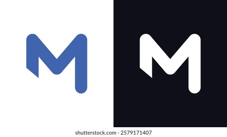 Letter M Rounded Typography Minimal Logo with Wide Cut