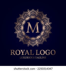 letter M royal circular vector logo design