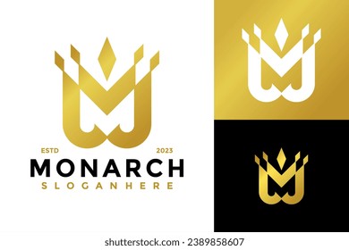 Letter M Royal Crown Logo design vector symbol icon illustration