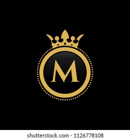 Letter m royal crown luxury logo design