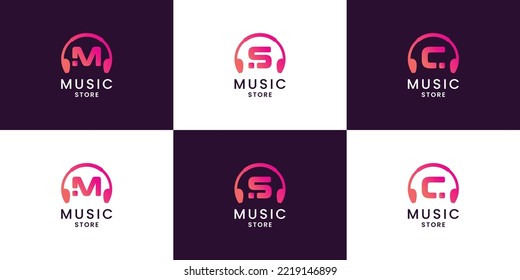 letra m, s, c concepto de música diseño logotipo. combinar teléfono principal con letra inicial