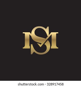 Letter M And S Monogram Golden Logo
