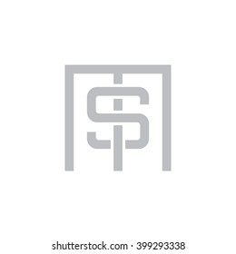 letter M and S monogram square shape logo gray