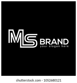 Letter M and S on Black Background.  Logo Design Template. Flat design. Letter MS