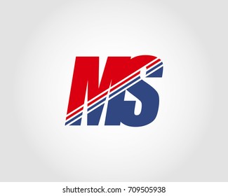 Letter M and S red and blue combination logo