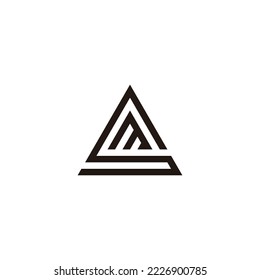 Letra m in s, símbolo geométrico triangular simple vector de logotipo