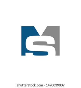 Letter M and S Vector Logo. Negative Space Icon and Symbol. Eps 10.